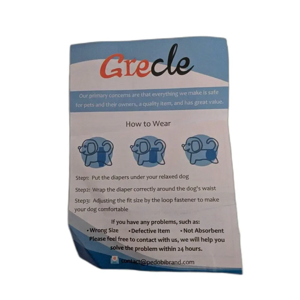 Grecle Male Dog Belly Bands Reusable Diapers 5 Size L NWOT